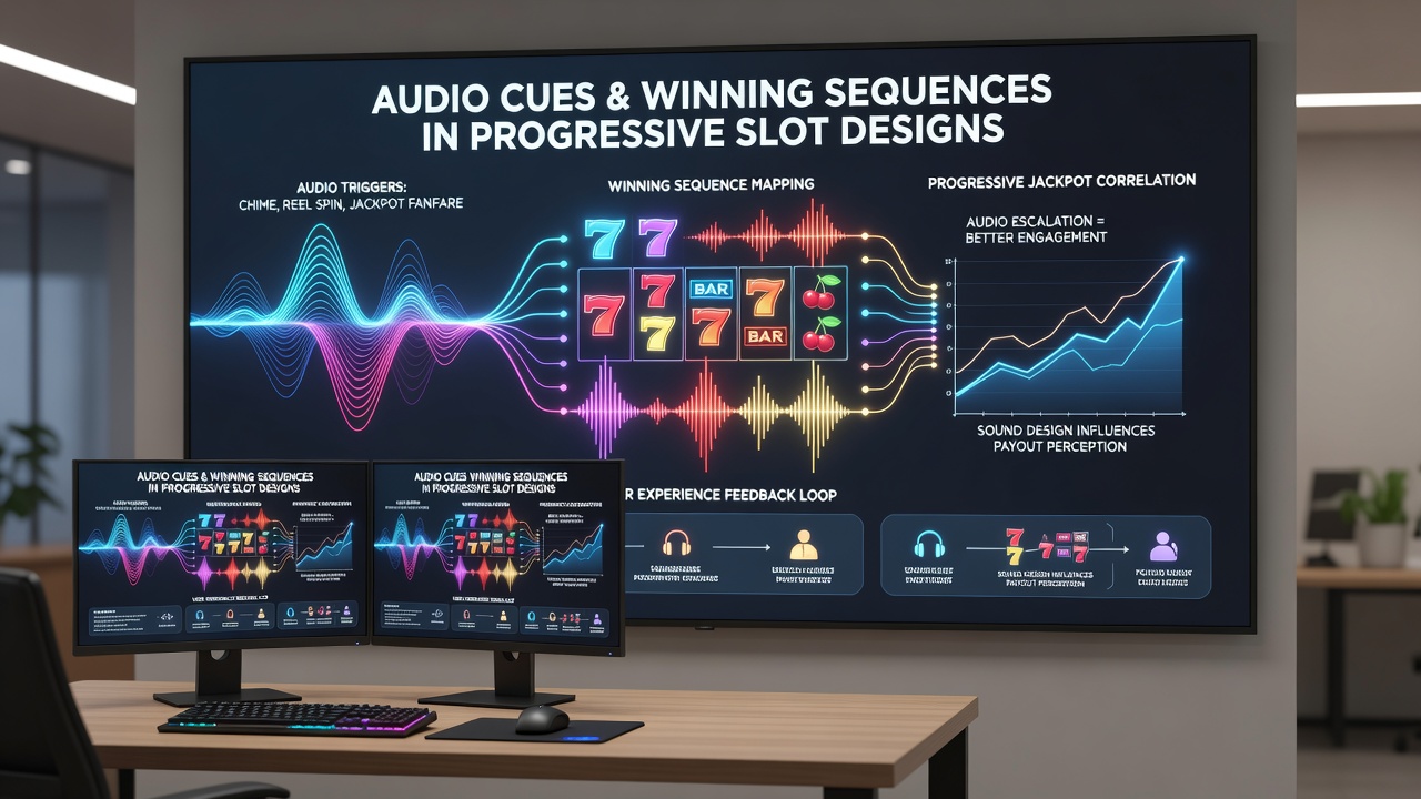 Diagram van audio-cues gekoppeld aan winnende sequenties in slotmechanismen